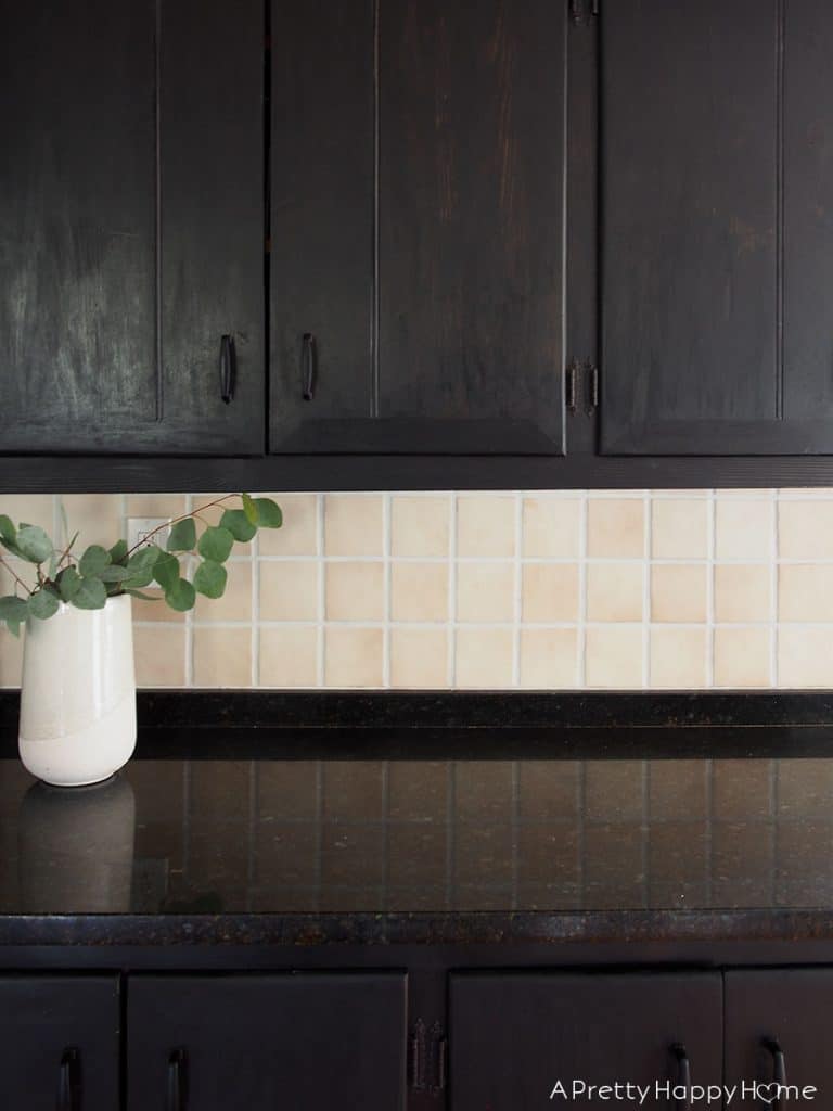 Kitchen Mini Makeover black stained cabinets