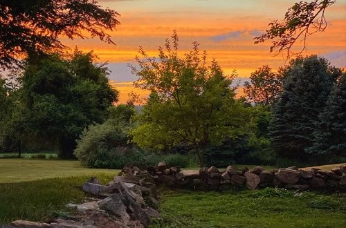 sunset over rock wall halcyon