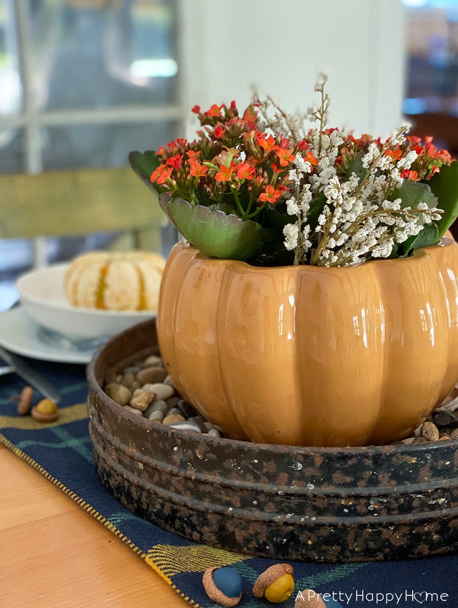 Make a pumpkinshaped soup tureen fall centerpiece.