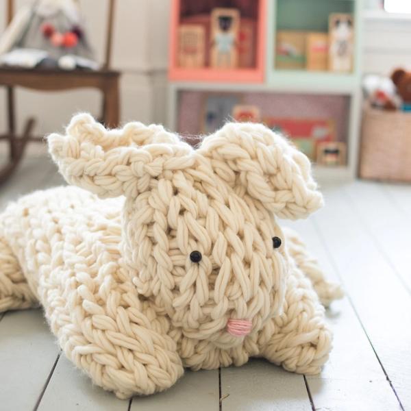 flax and twine arm knit bunny on the happy list