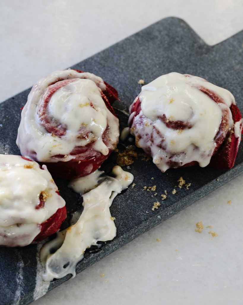 red velvet cinnamon rolls lone fox on the happy list