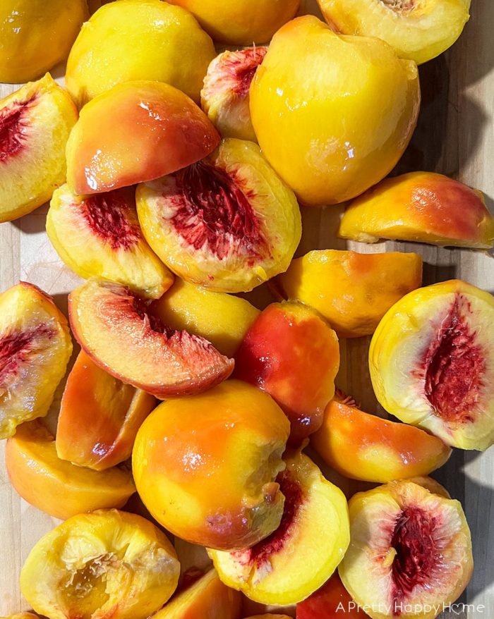 blanched and peeled peaches