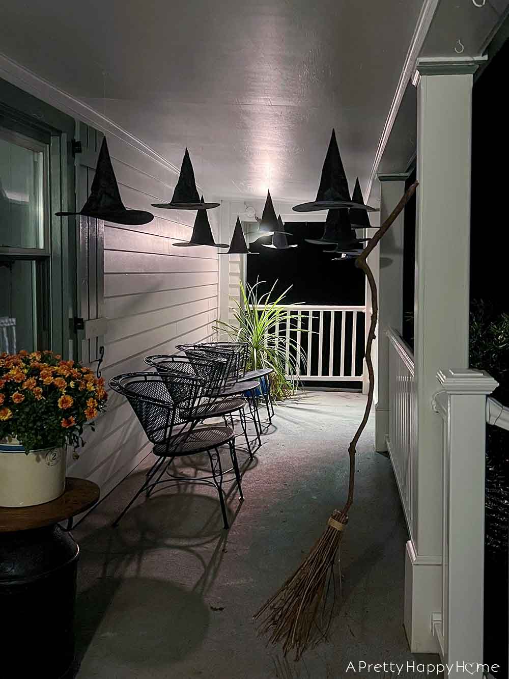 Halloween Front Porch With Floating Witches’ Hats A Pretty Happy Home