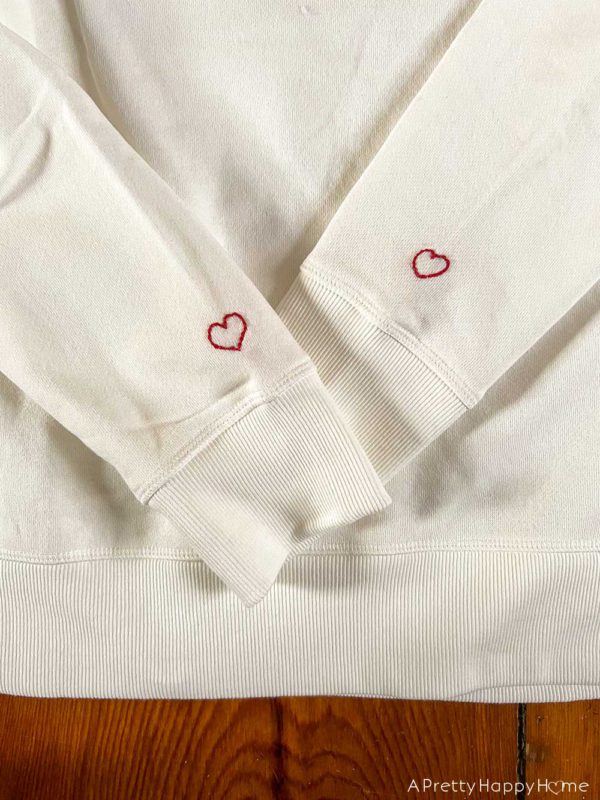 DIY Embroidered Heart Sweatshirt for Valentine’s Day A Pretty Happy Home