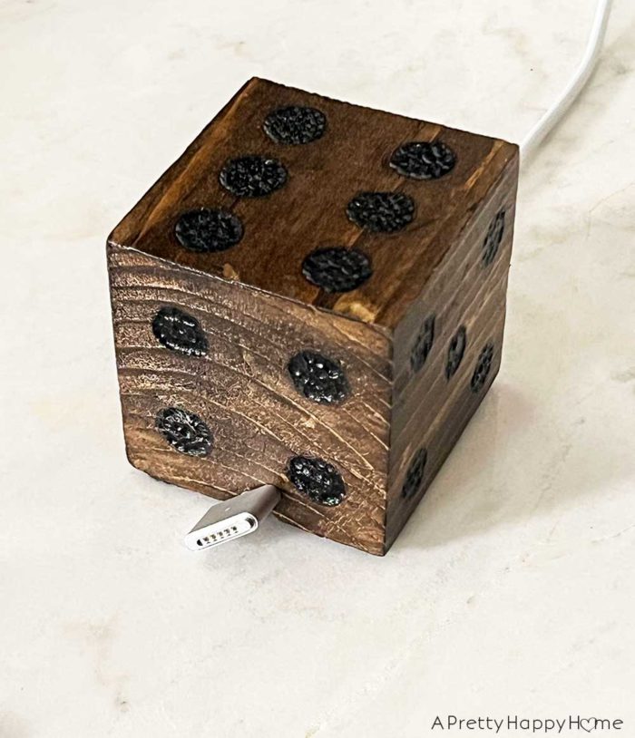 diy wood cube charging cord holder wood dice charging cord keeper 10 handmade gifts