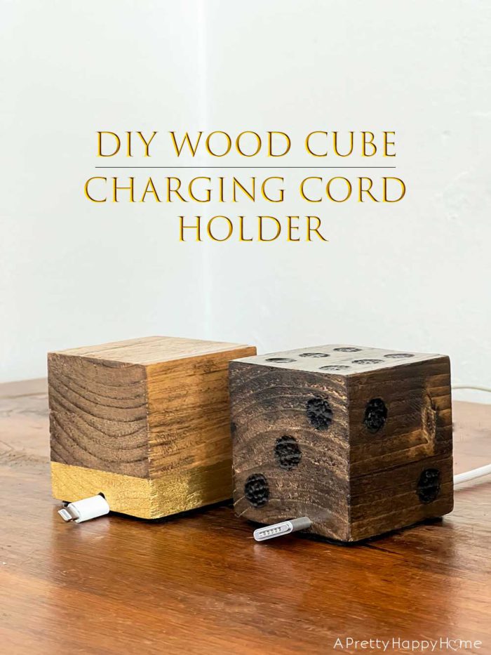 DIY wood cube cord holder charging cord holder