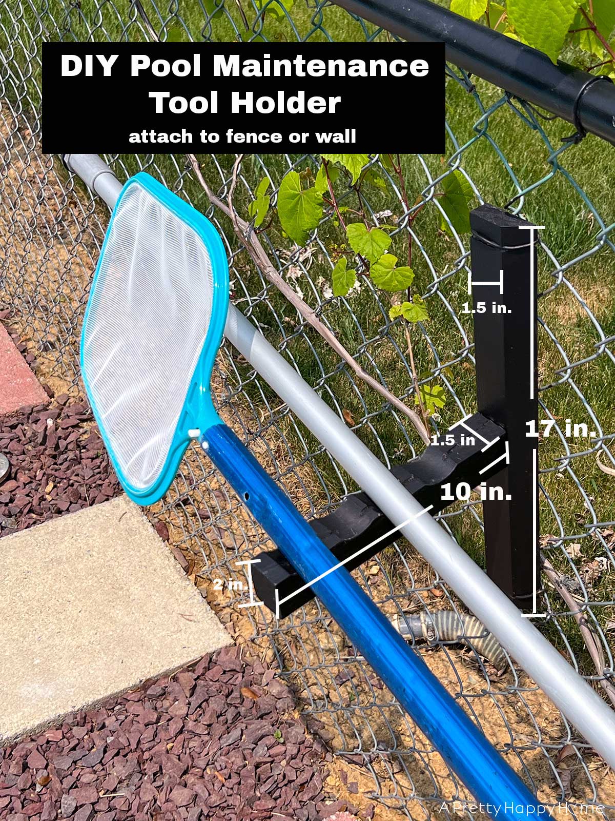 DIY Pool Maintenance Tool Holder For Leaf Skimmers and Poles A Pretty