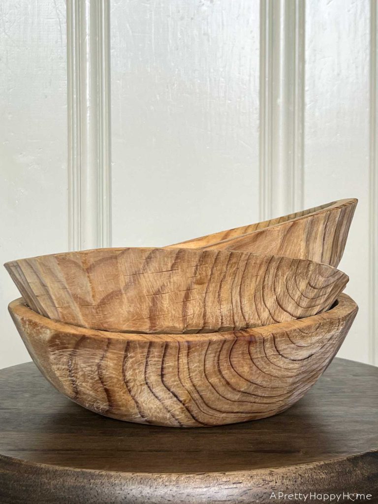 my latest thrift store finds wood bowls decorating a home on a budget with thrifted finds