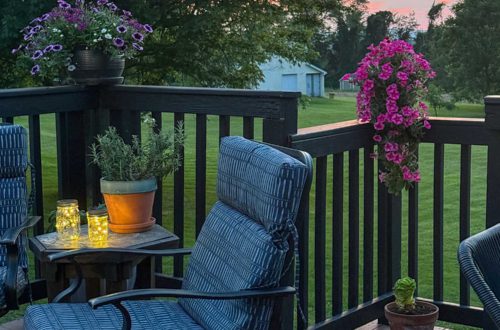 summer deck at sunset in june on the happy list