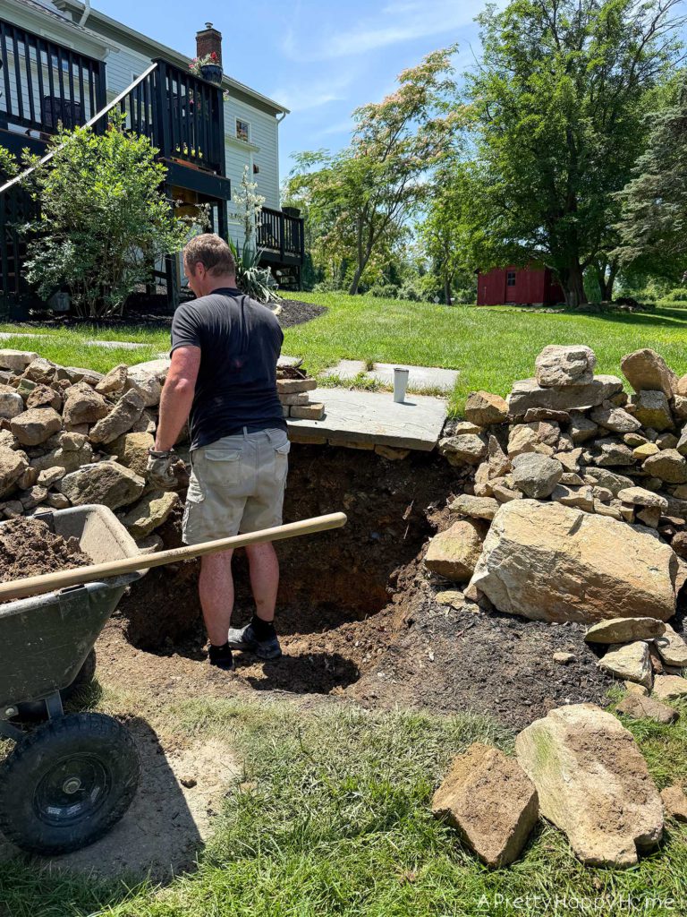 diy stone steps building fieldstone steps digging out area for fieldstone steps to go