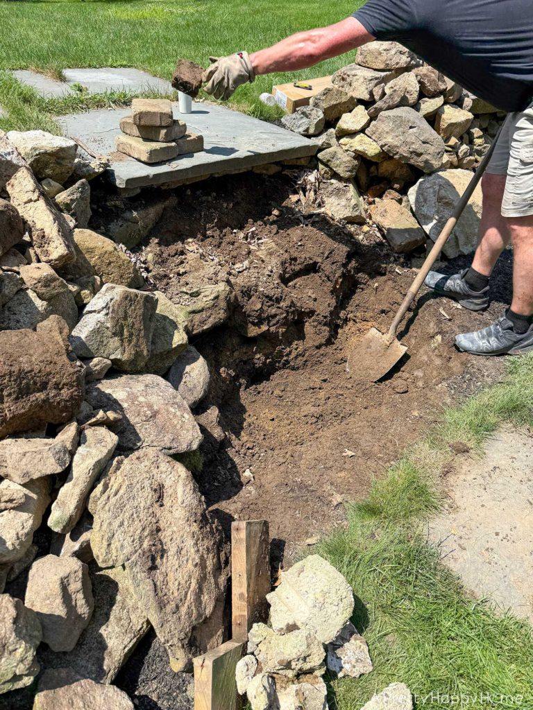 diy stone steps building fieldstone steps digging out area for fieldstone steps to go