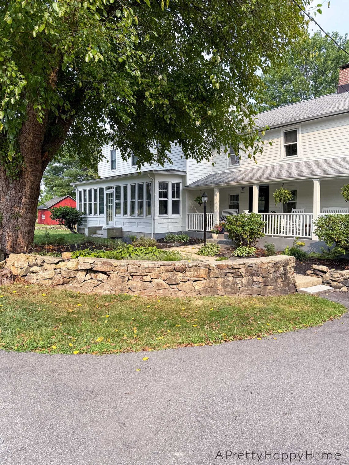 BEFORE DIY low curved fieldstone wall