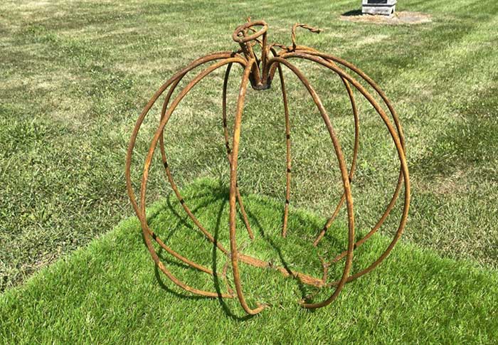 recycled metal pumpkin from etsy shop arusticgarden on the happy list