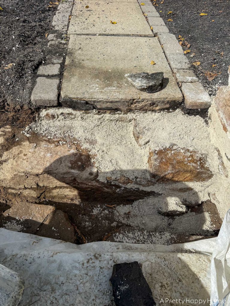 BEFORE Curved Fieldstone Wall: Part 7, The Stairs building fieldstone stairs using lime mortar and historical masonry techniques