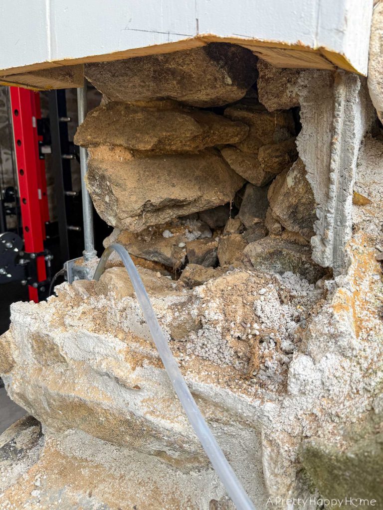 inside view of a stone foundation on a 250 year old building