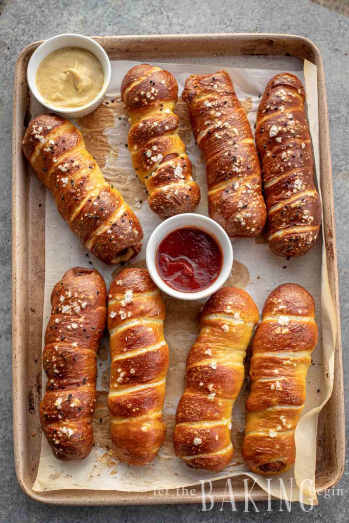 pretzel dog recipe from let the baking begin on the happy list