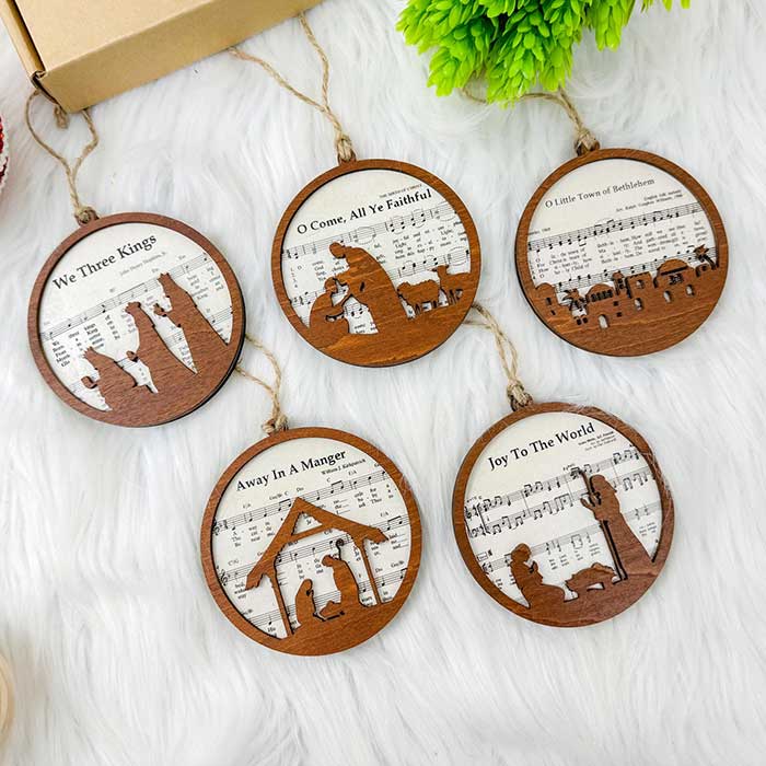 sheet music ornament nativity from etsy shop domdomgift beautiful christmas ornaments