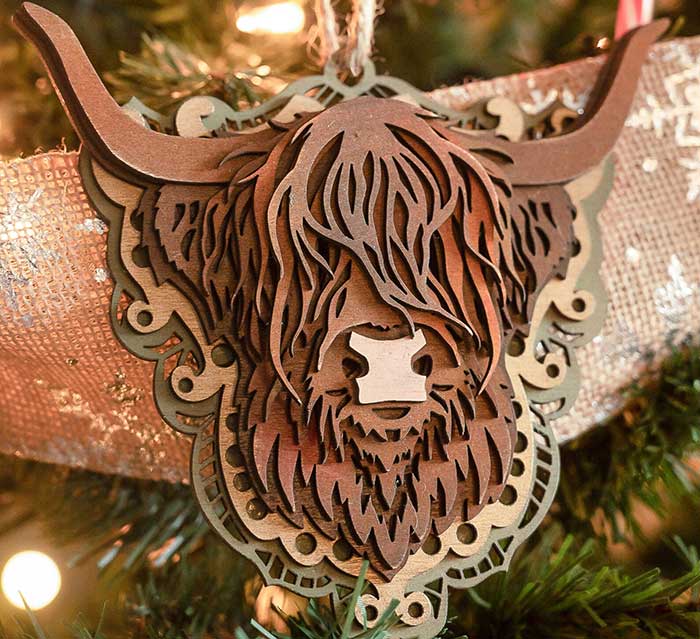 highland cow ornaments from etsy shop honeyglowstore beautiful christmas ornaments