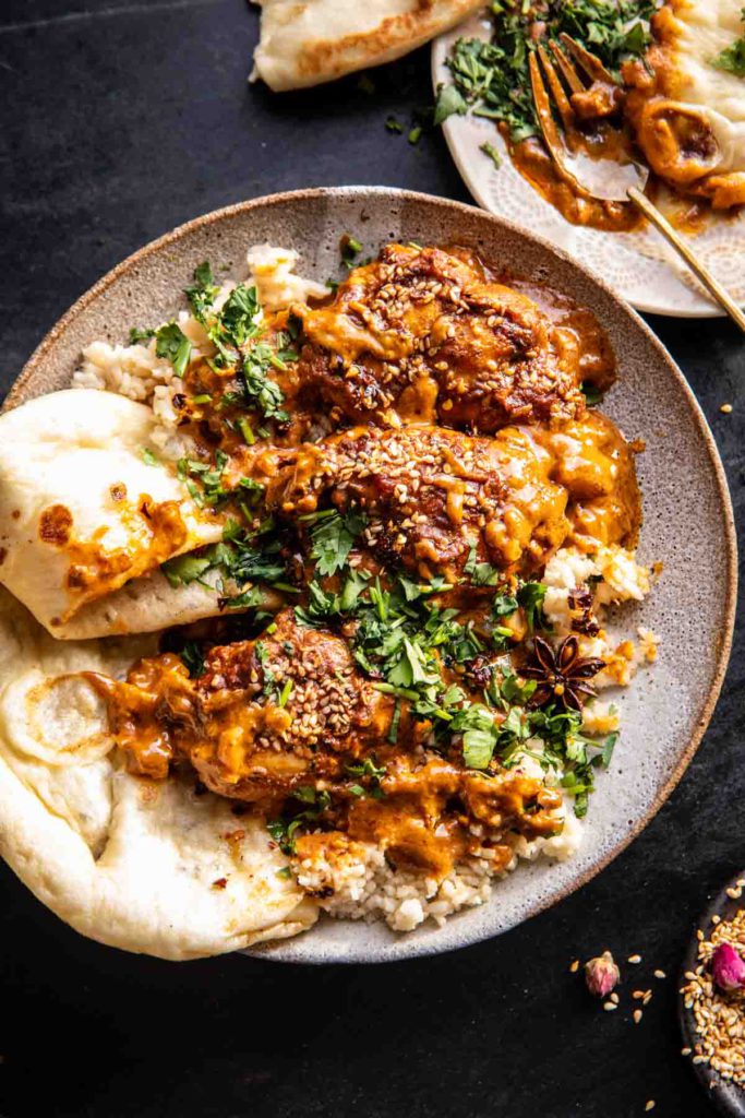 one pan spicy sesame butter chicken from half baked harvest on the happy list
