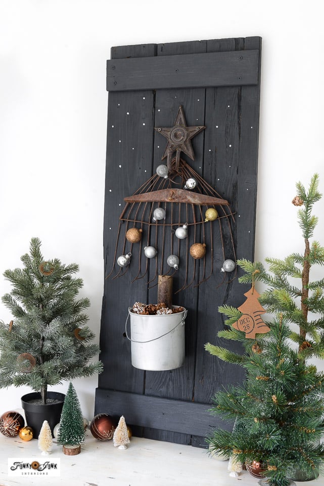 repurposed rake christmas tree from funky junk interiors on the happy list