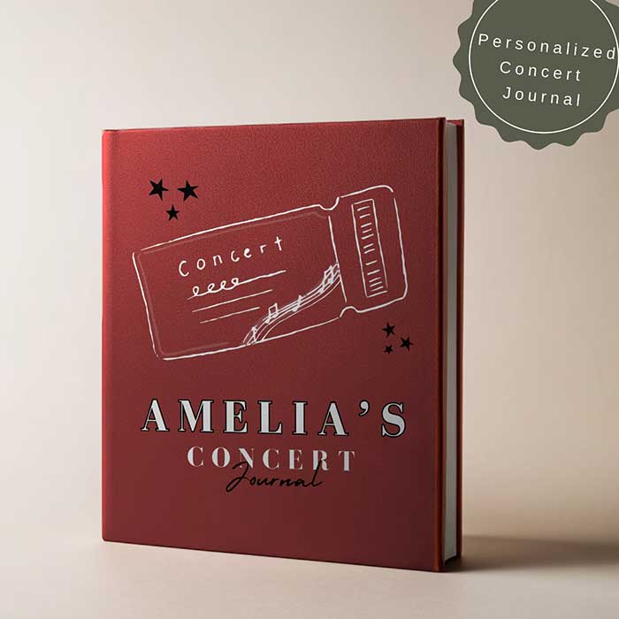 personalized concert journal from ikigaiprints via etsy on the happy list