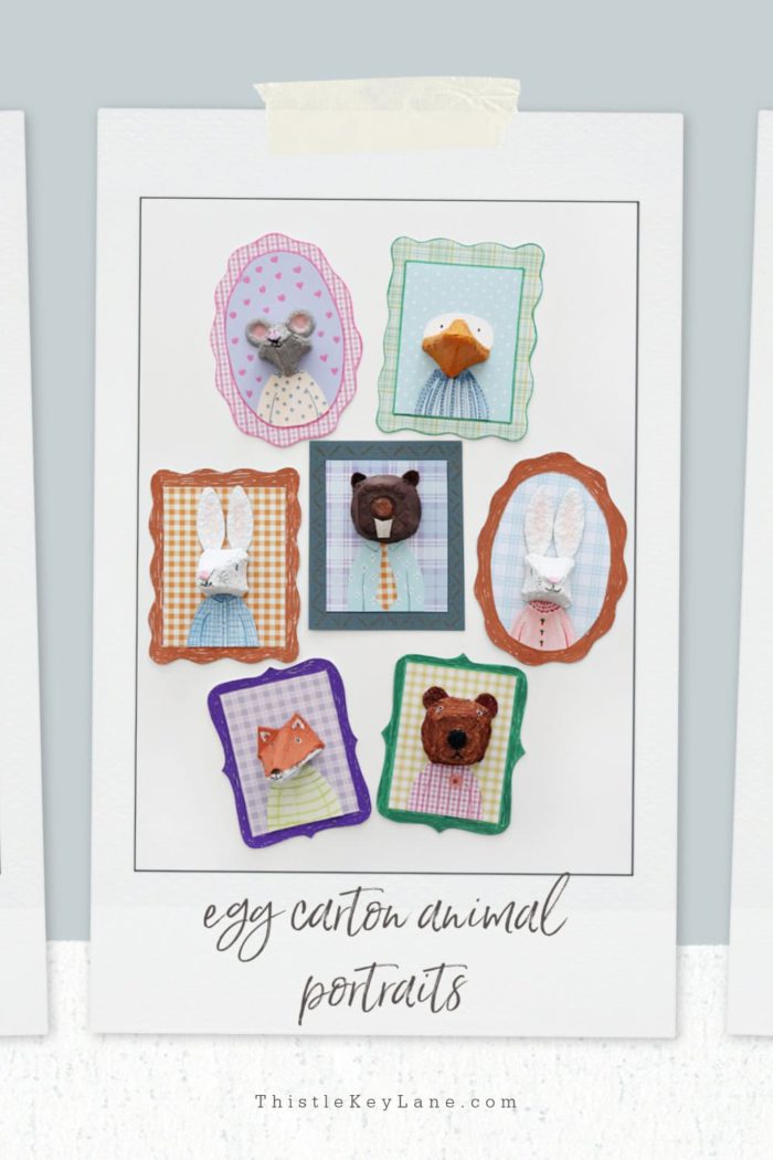 3-D animal portraits made out of egg cartons