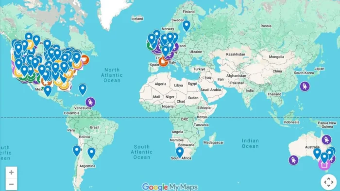 google map of sidewalk joy spots around the world