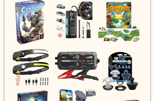 collage of last minute father's day gift ideas from amazon including gifts for the car and board games