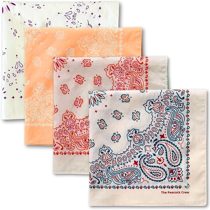 set of four colorful cotton bandanas